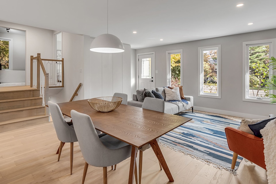 Projet St-Félix - Après les travaux d'optimisation de l'espace - Aire ouverte Cuisine et Salon.